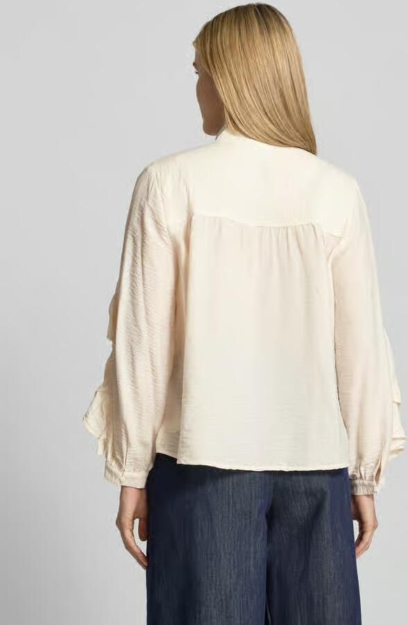 Comma Regular fit strikblouse van viscosemix met volants - Foto 3