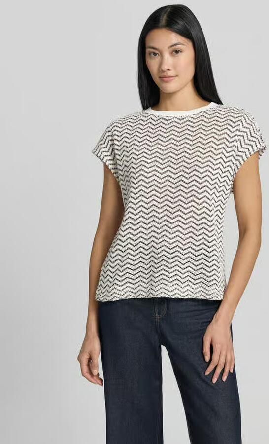 Comma regular fit T-shirt in brei-look - Foto 4