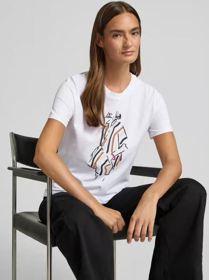 Comma regular fit T-shirt met motiefprint