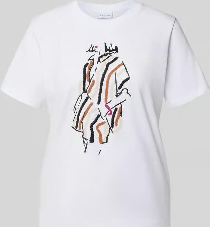 Comma regular fit T-shirt met motiefprint - Foto 2