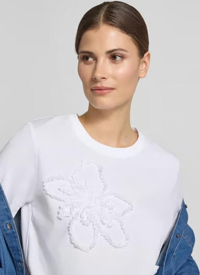 Comma regular fit T-shirt met ruchesafwerking