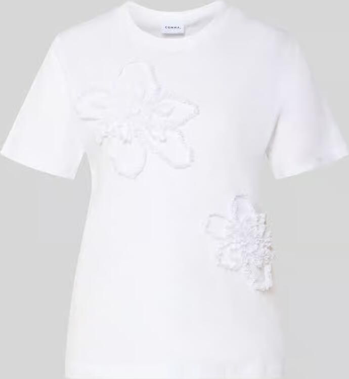 Comma regular fit T-shirt met ruchesafwerking - Foto 2