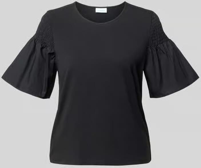 Comma regular fit T-shirt met smokdetail - Foto 4
