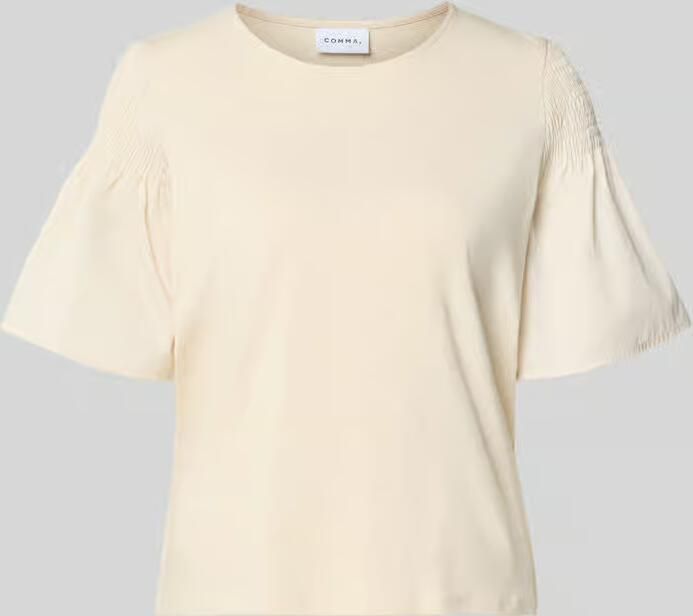 Comma regular fit T-shirt met smokdetail - Foto 2
