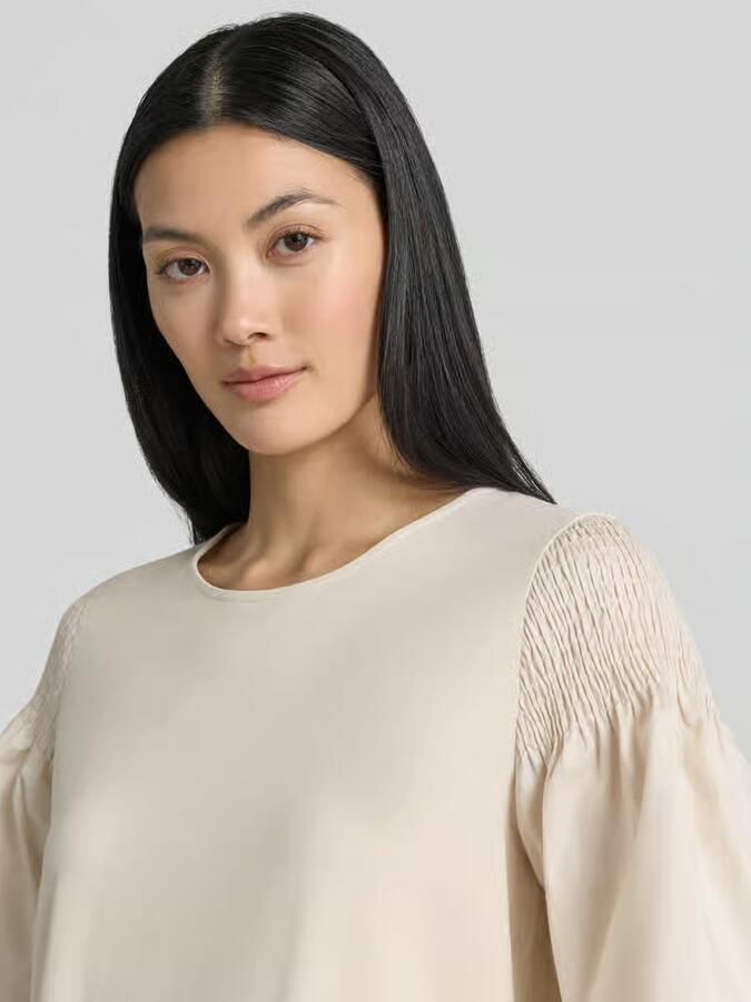 Comma regular fit T-shirt met smokdetail
