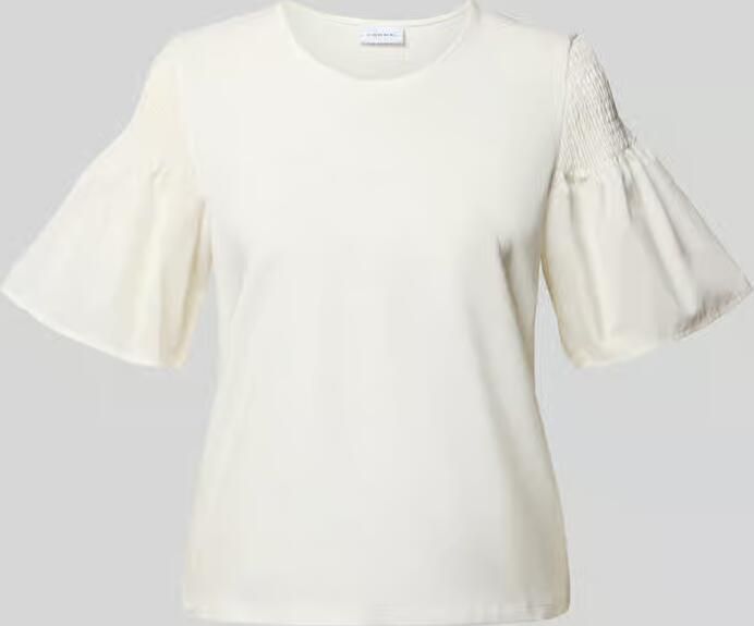 Comma regular fit T-shirt met smokdetail - Foto 4