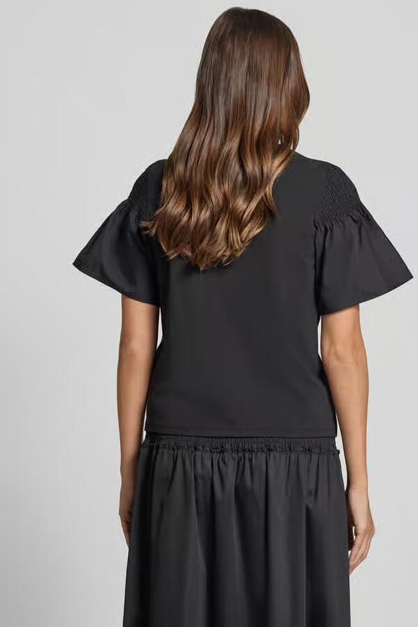 Comma regular fit T-shirt met smokdetail - Foto 4