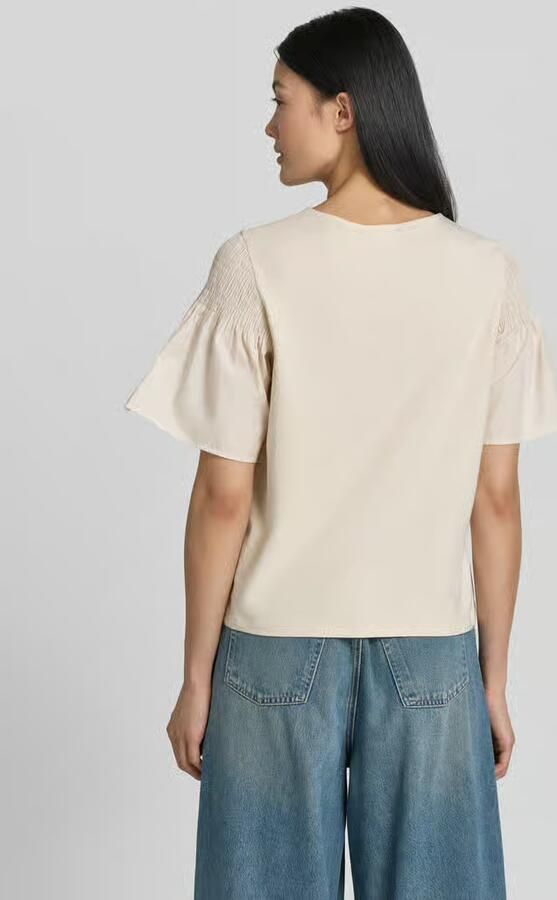 Comma regular fit T-shirt met smokdetail