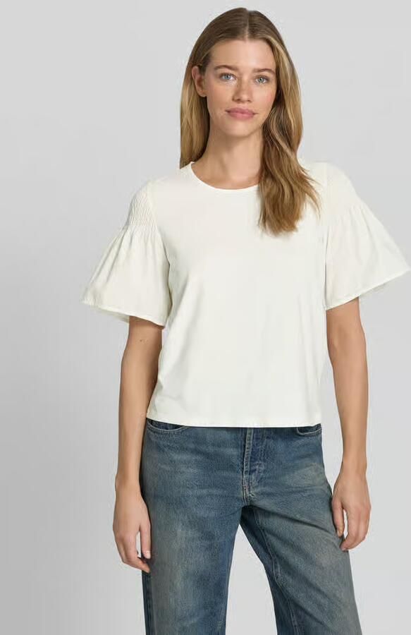 Comma regular fit T-shirt met smokdetail - Foto 5