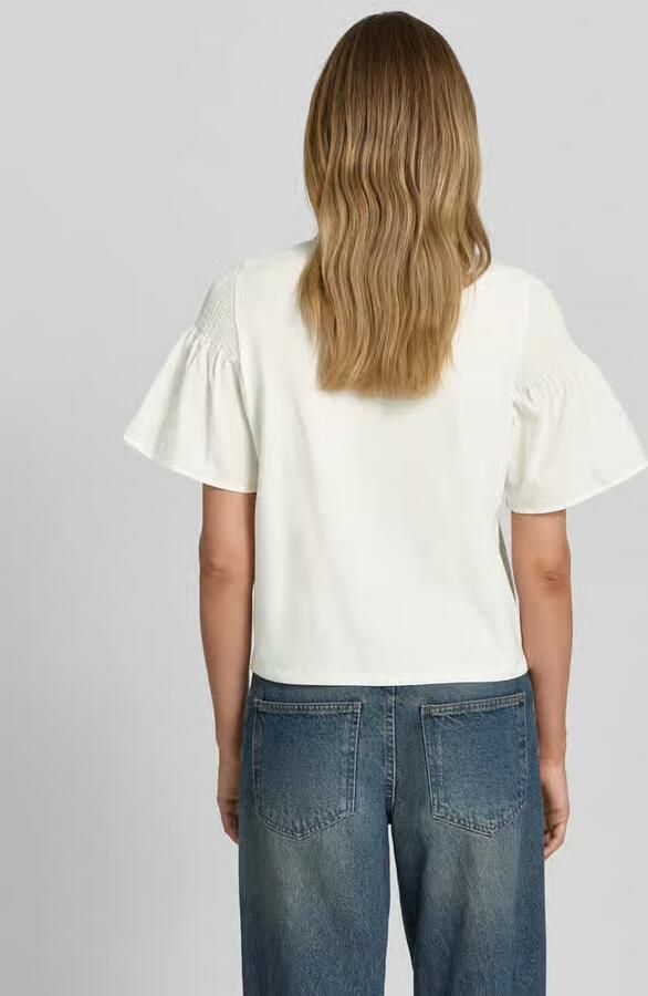 Comma regular fit T-shirt met smokdetail - Foto 4
