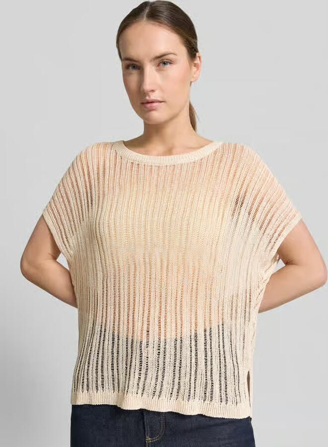 Comma regular fit T-shirt van viscosemix in semitransparant design - Foto 4