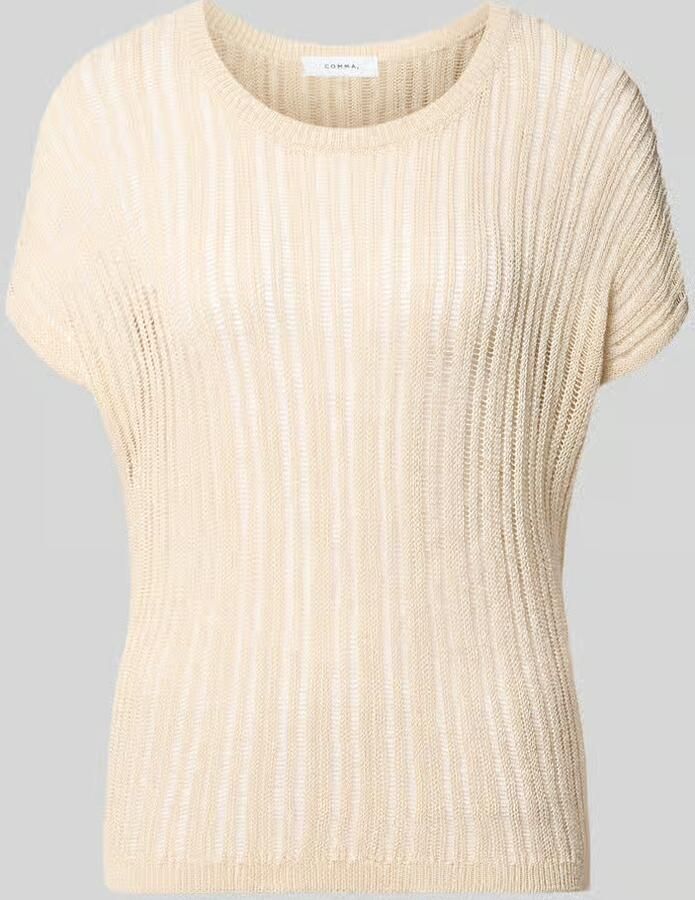 Comma regular fit T-shirt van viscosemix in semitransparant design - Foto 5
