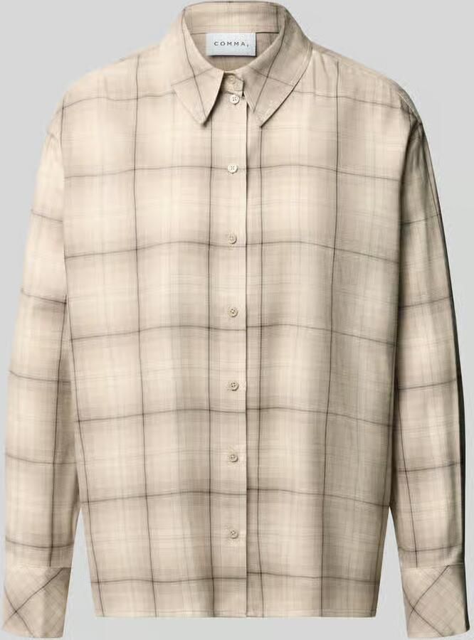Comma relaxed fit blouse van mix van katoen en viscose in all-over look