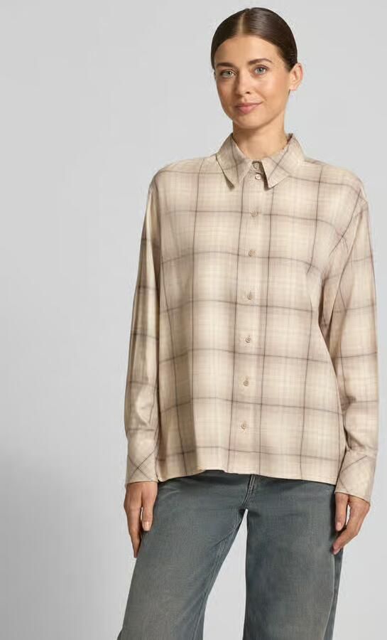 Comma relaxed fit blouse van mix van katoen en viscose in all-over look - Foto 2