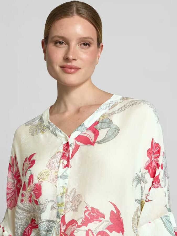 Comma relaxed fit blouse van viscosemix in all-over look - Foto 4
