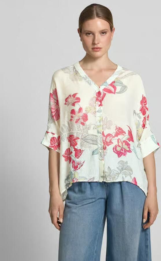 Comma relaxed fit blouse van viscosemix in all-over look - Foto 5