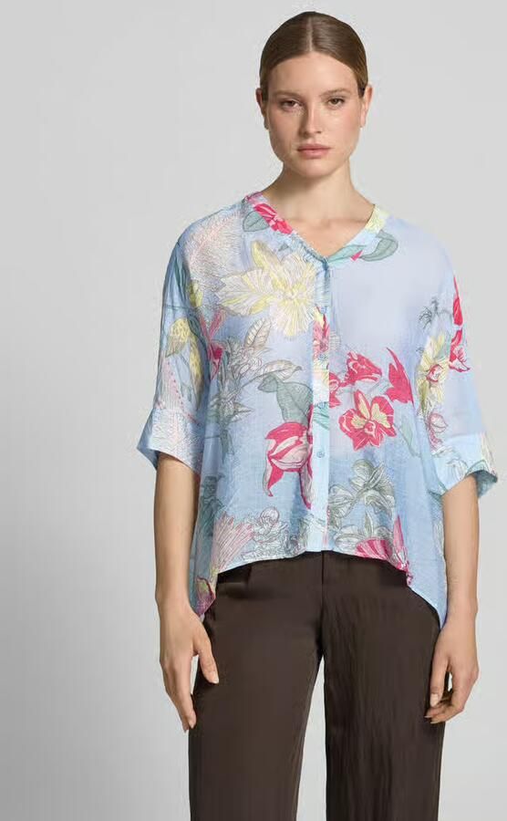 Comma relaxed fit blouse van viscosemix in all-over look - Foto 4