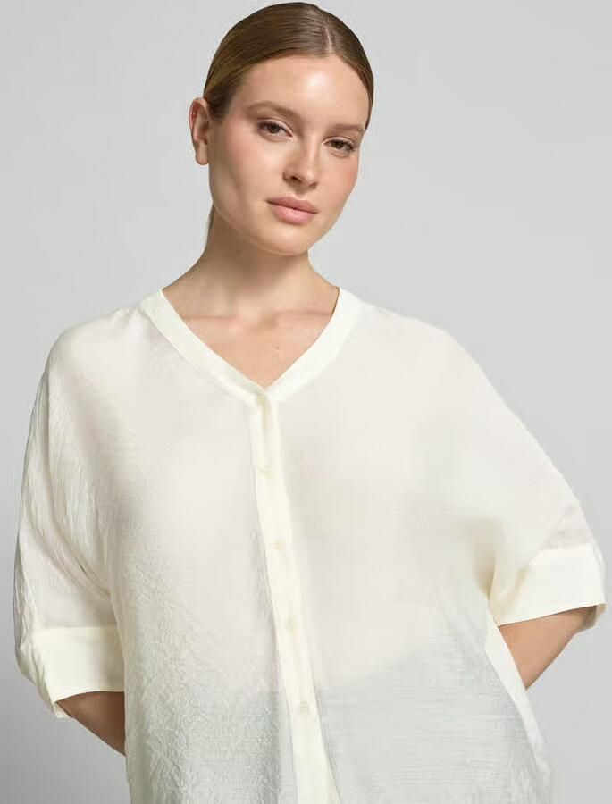 Comma relaxed fit blouse van viscosemix met 3 4-mouw