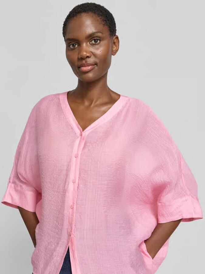 Comma relaxed fit blouse van viscosemix met 3 4-mouw