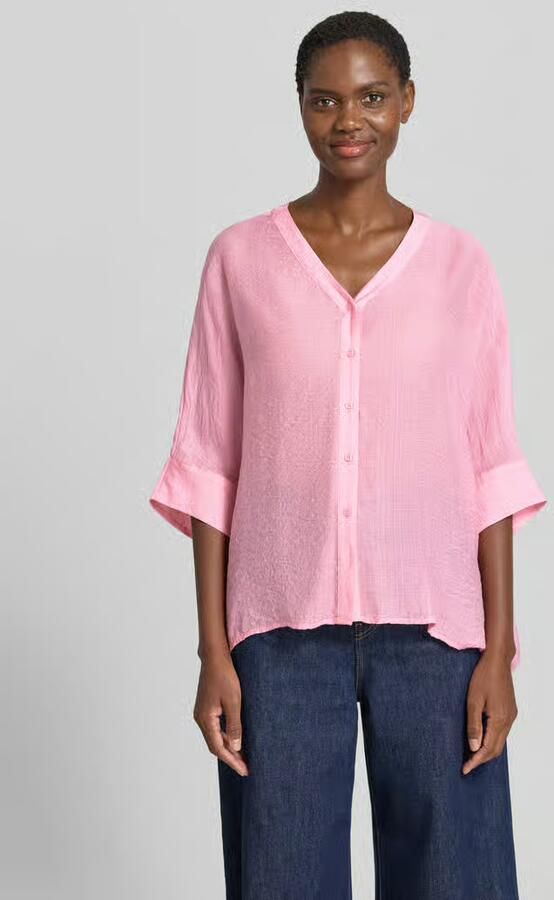 Comma relaxed fit blouse van viscosemix met 3 4-mouw - Foto 2