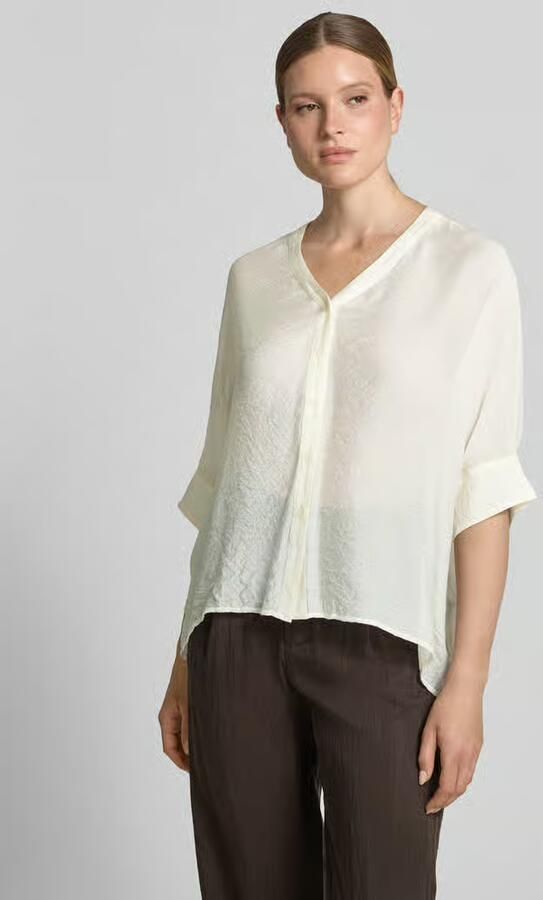 Comma relaxed fit blouse van viscosemix met 3 4-mouw - Foto 4