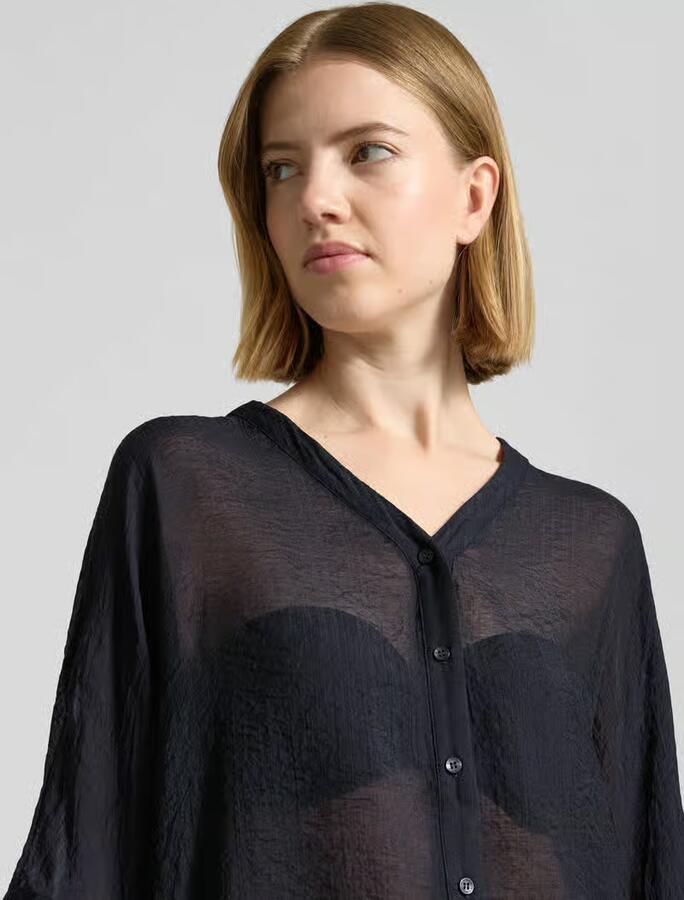 Comma relaxed fit blouse van viscosemix met V-hals - Foto 4