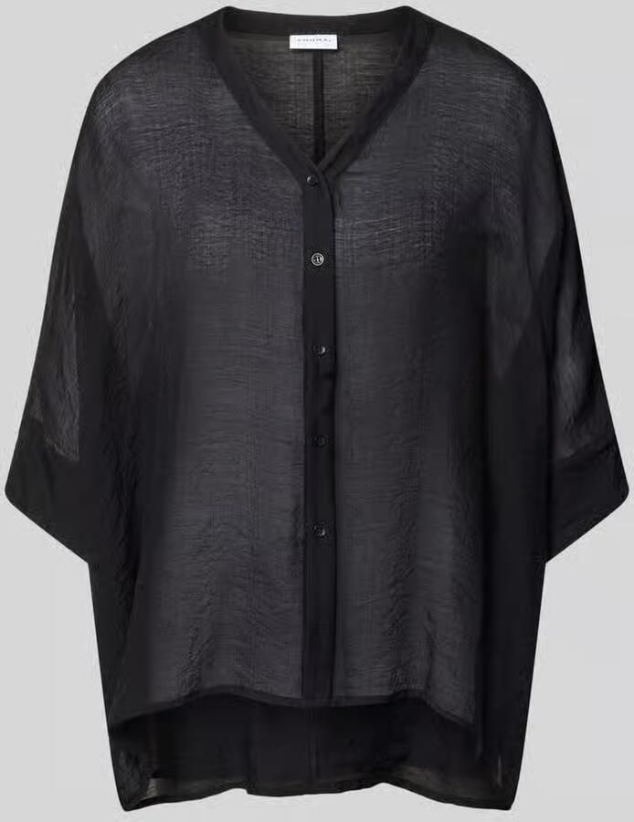 Comma relaxed fit blouse van viscosemix met V-hals