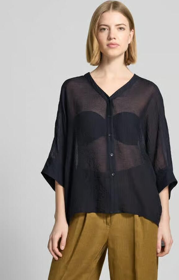 Comma relaxed fit blouse van viscosemix met V-hals - Foto 5