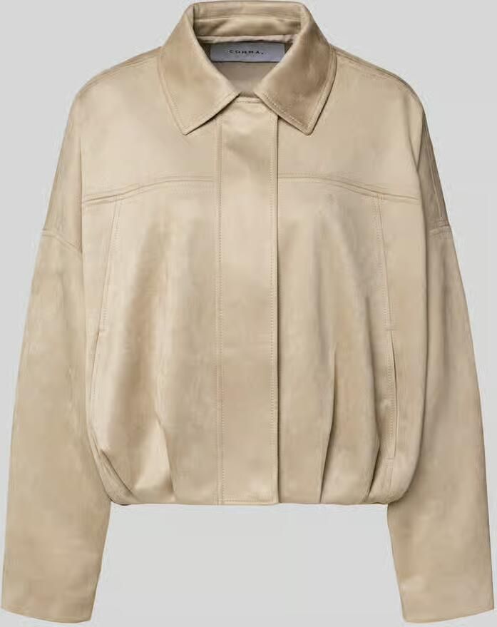 Comma suèdelook imitatieleren jas met plooien beige
