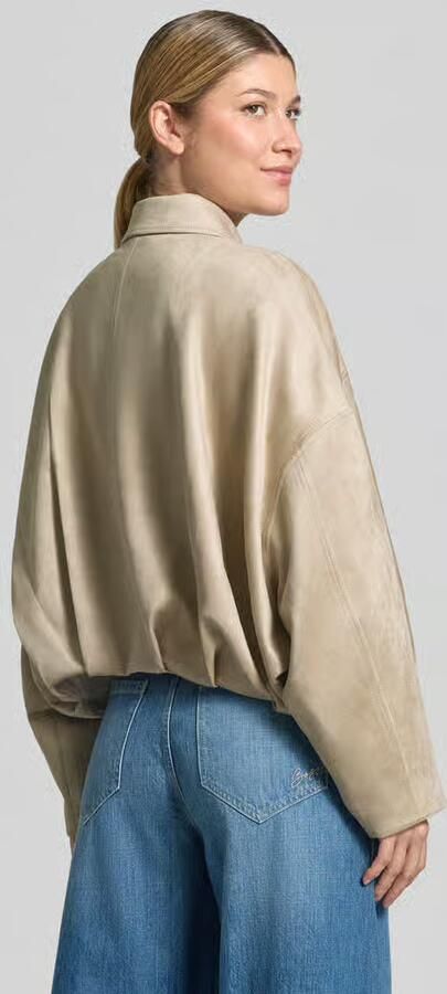 Comma suèdelook imitatieleren jas met plooien beige - Foto 4