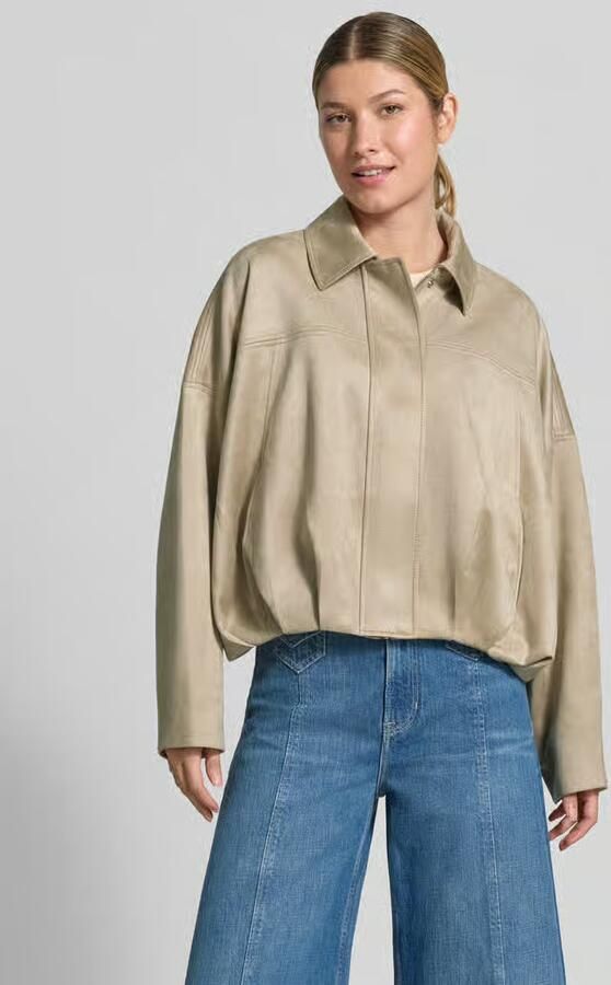 Comma suèdelook imitatieleren jas met plooien beige - Foto 3