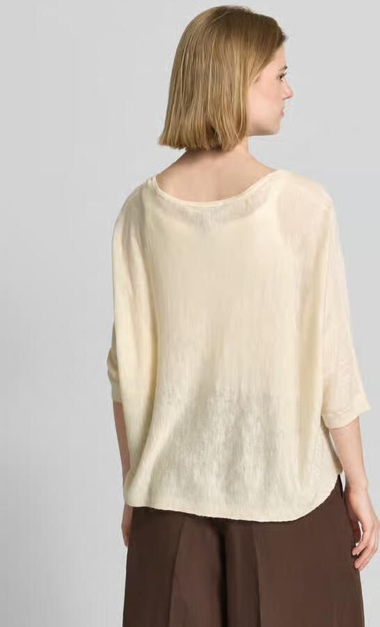 Comma relaxed fit bovenstuk van linnenmix met viscosemix