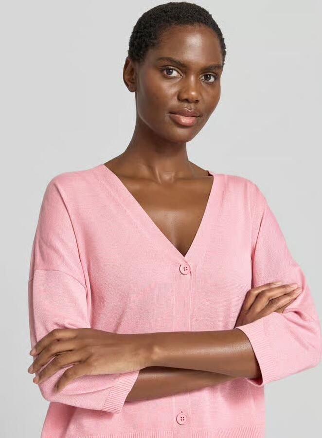 Comma relaxed fit cardigan van viscosemix in brei-look
