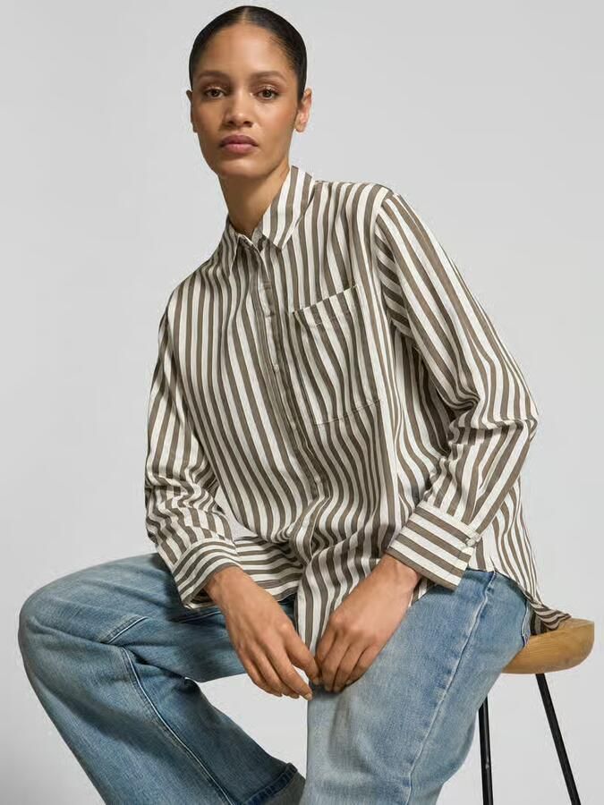 Comma Relaxed fit overhemdblouse van viscosemix - Foto 3