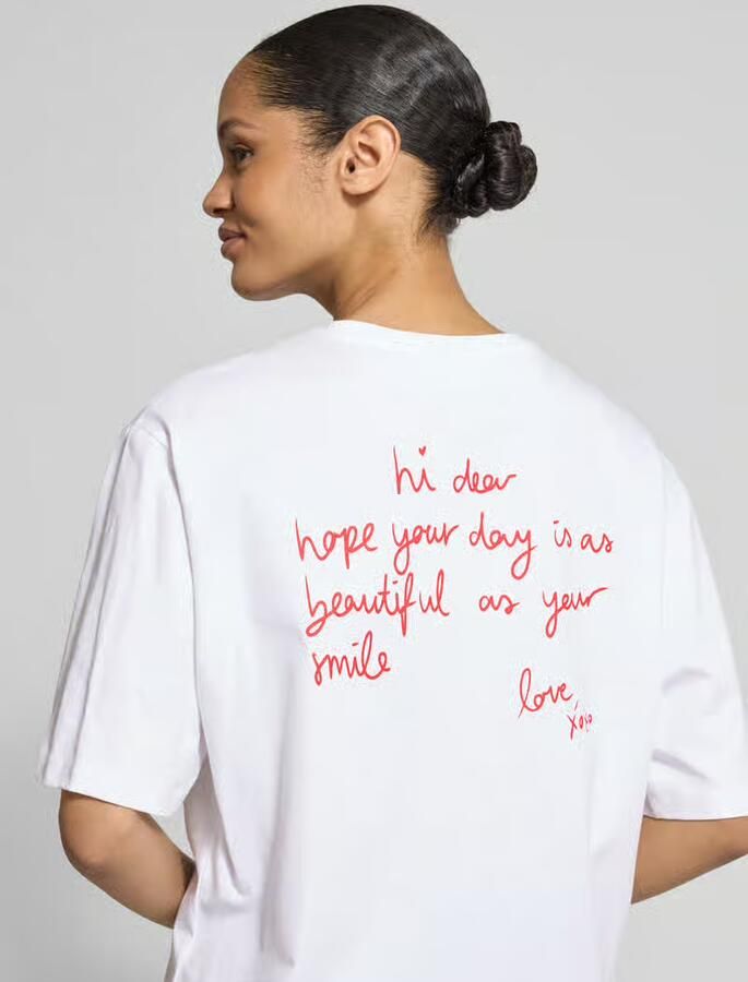 Comma Relaxed fit T-shirt met motiefstitching - Foto 4