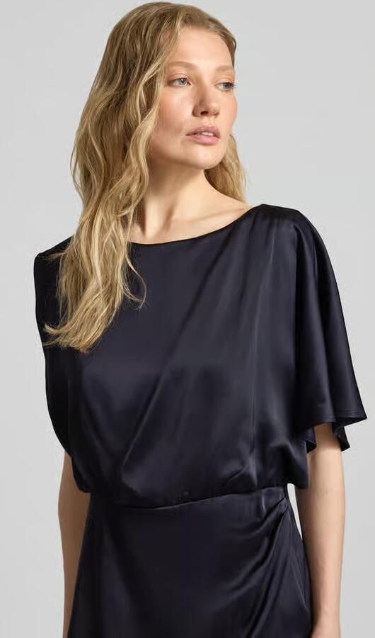 Comma Schitterende midi-jurk in one-shoulder look