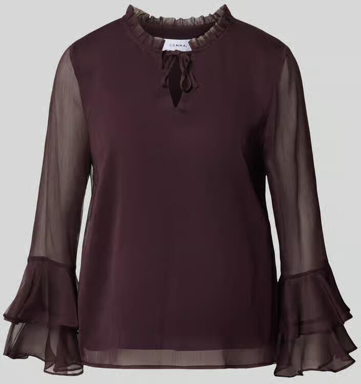 Comma Semitransparante regular fit blouse met rijgsluiting