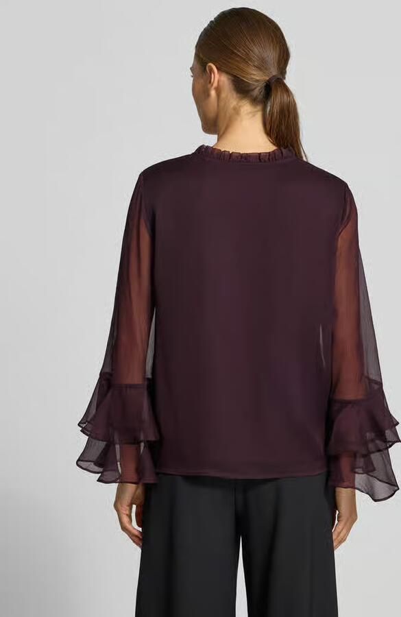 Comma Semitransparante regular fit blouse met rijgsluiting - Foto 2