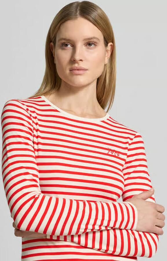 Comma Shirt met lange mouwen met ronde hals en Statement-stitching - Foto 4