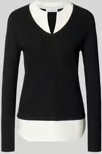 Comma Shirt met lange mouwen van viscosemix in tricotlook
