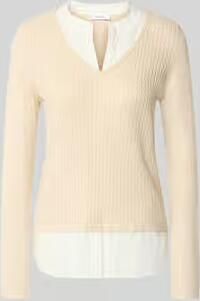 Comma Shirt met lange mouwen van viscosemix in tricotlook