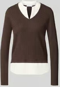 Comma Shirt met lange mouwen van viscosemix in tricotlook