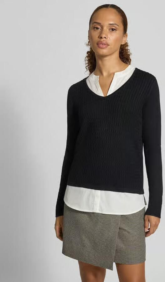Comma Shirt met lange mouwen van viscosemix in tricotlook - Foto 3