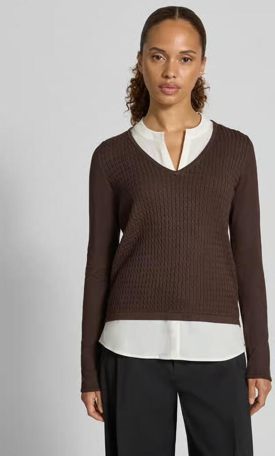 Comma Shirt met lange mouwen van viscosemix in tricotlook - Foto 3