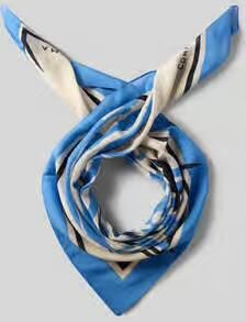 Comma zijden sjaal met motiefprint ecru blauw - Foto 4