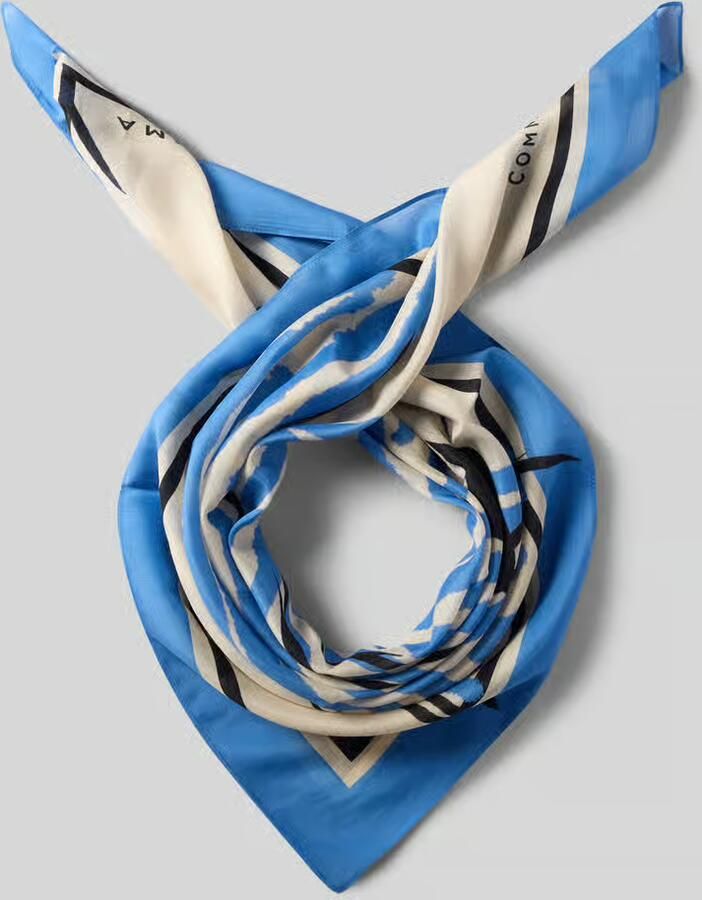 Comma zijden sjaal met motiefprint ecru blauw - Foto 5