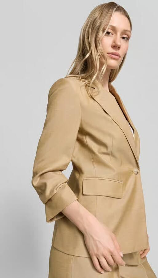 Comma slim fit blazer met klepzakken en geraffelde mouwen