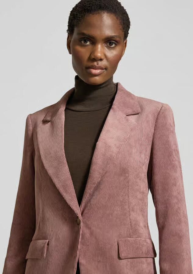 Comma Slim fit blazer van corduroy met klepzakken