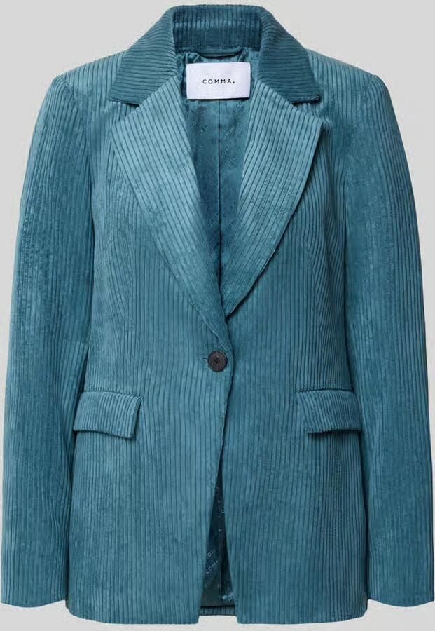 Comma Slim fit blazer van corduroy met klepzakken - Foto 4