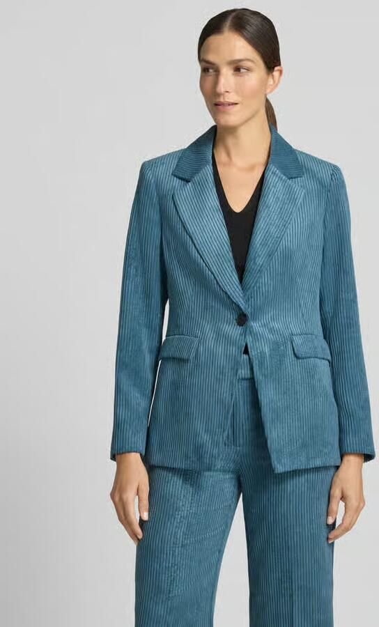 Comma Slim fit blazer van corduroy met klepzakken - Foto 5